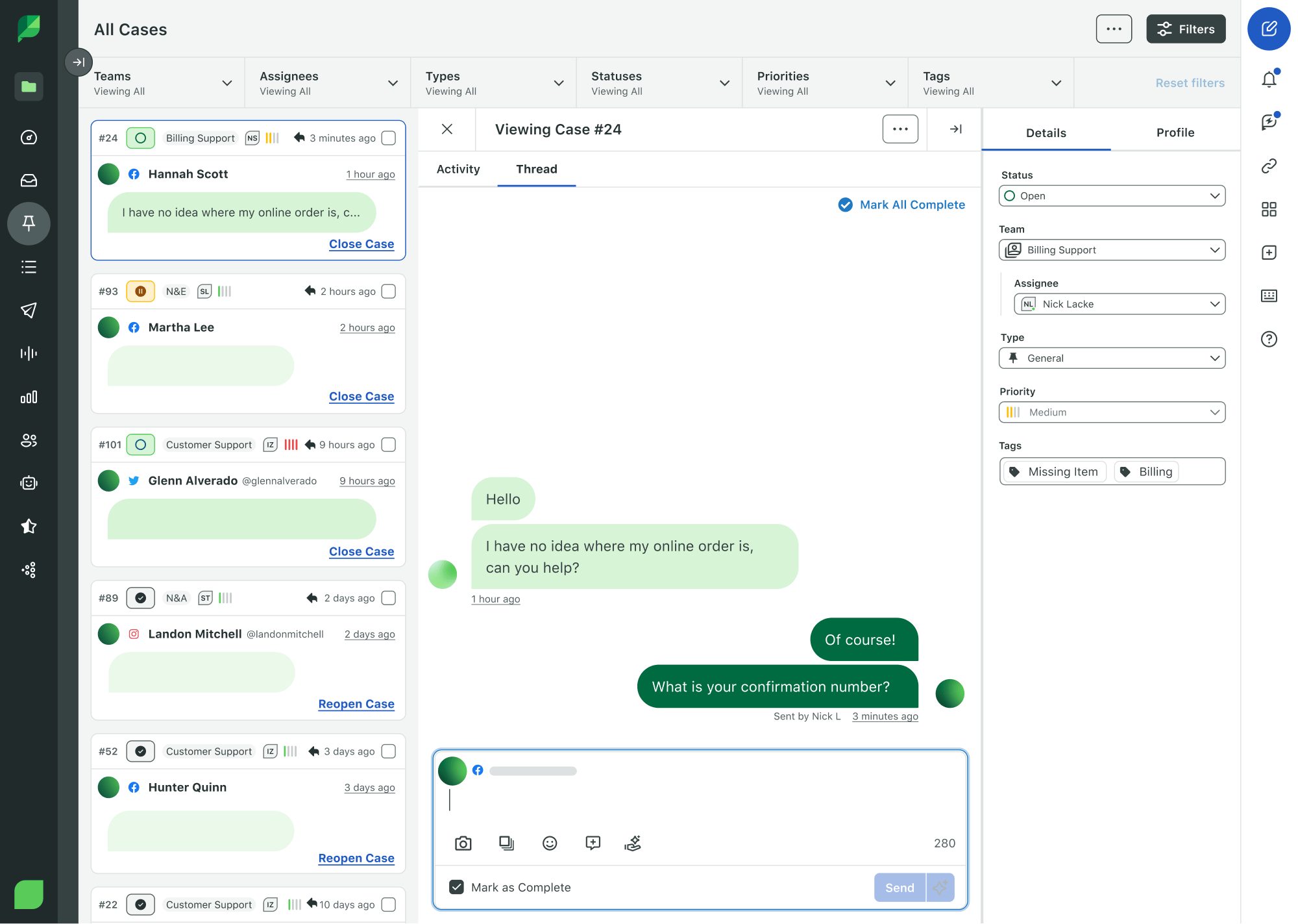 A preview of Sprout's Case Management solution. 