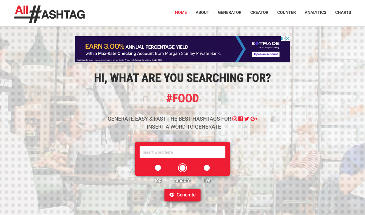 All Hashtag website homepage